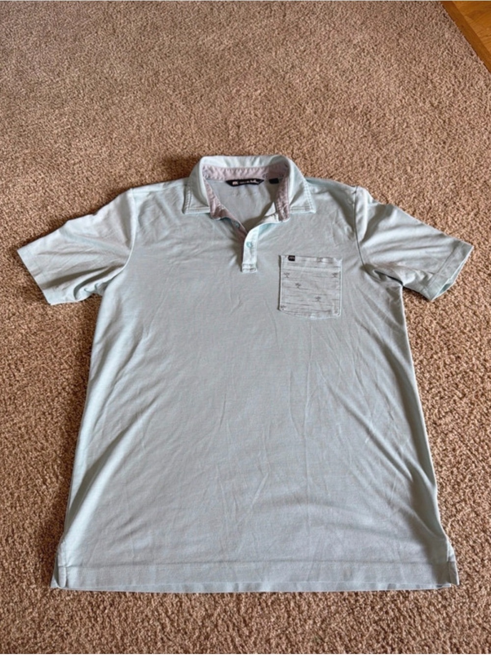Travis Mathew Men's Light Blue Polo with Chest Pocket